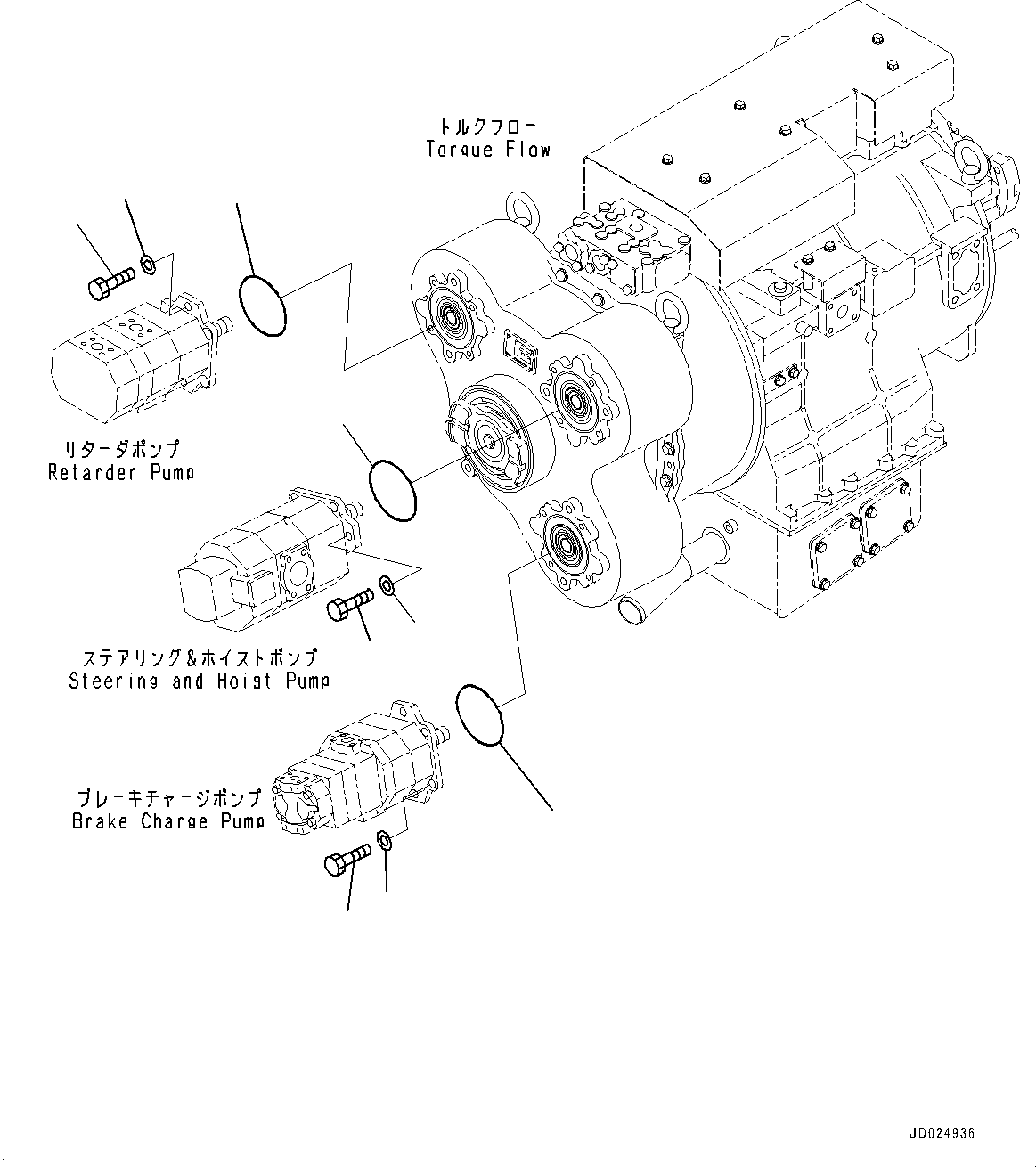 Komatsu parts book diagram for HD325-7R S/N 12001-UP: HYDRAULIC PUMP, HYDRAULIC PUMP MOUNTING(#11034-)