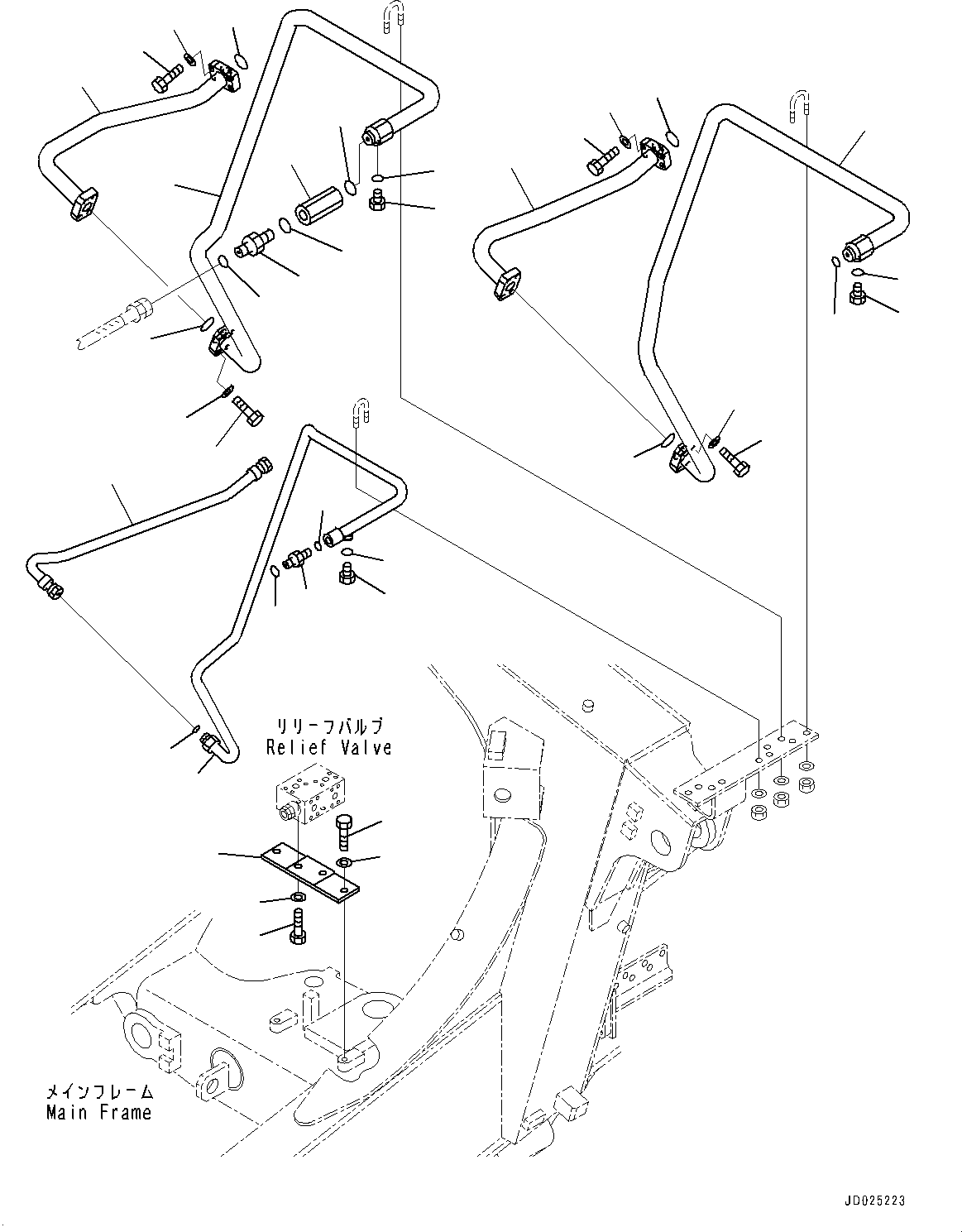 Komatsu parts book diagram for HD325-7R S/N 12001-UP: HYDRAULIC PIPING, CONNECTING PARTS(#11034-)