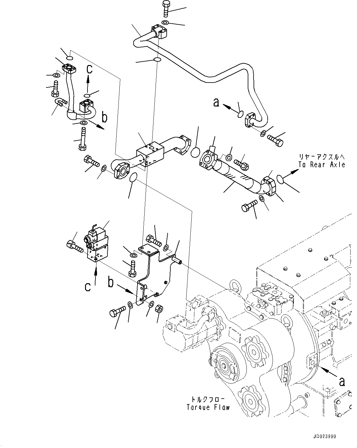 Komatsu parts book diagram for HD325-7R S/N 12001-UP: TRANSMISSION PIPING, BRAKE CONTROL VALVE(#11034-)