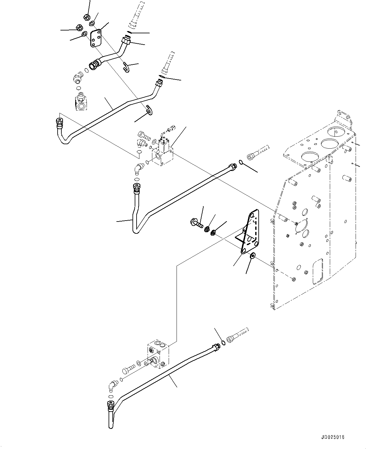 Komatsu parts book diagram for HD325-7R S/N 12001-UP: BRAKE PIPING, ACCUMULATOR PIPING (2/3)(#11034-)