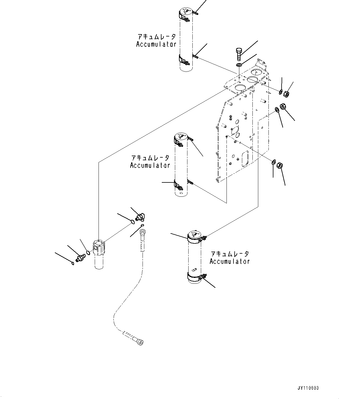 Komatsu parts book diagram for HD325-7R S/N 12001-UP: BRAKE PIPING, MOUNTING(#11034-)