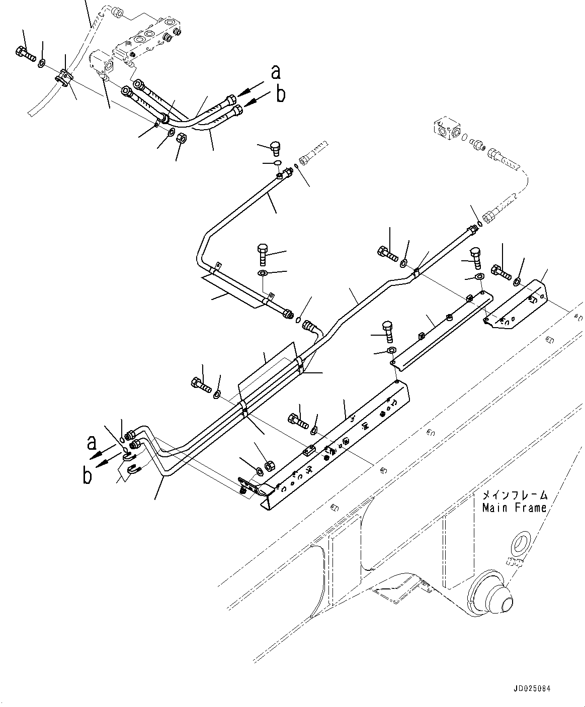 Komatsu parts book diagram for HD325-7R S/N 12001-UP: BRAKE PIPING, SLACK ADJUSTER PIPING(#11034-)