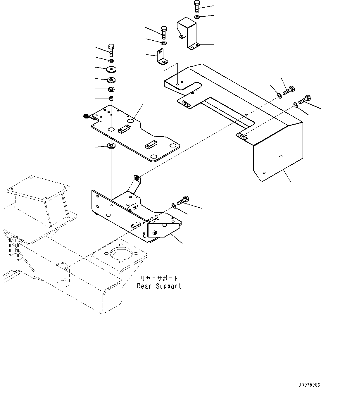 Komatsu parts book diagram for HD325-7R S/N 12001-UP: BRAKE PIPING, BRACKET(#11034-)
