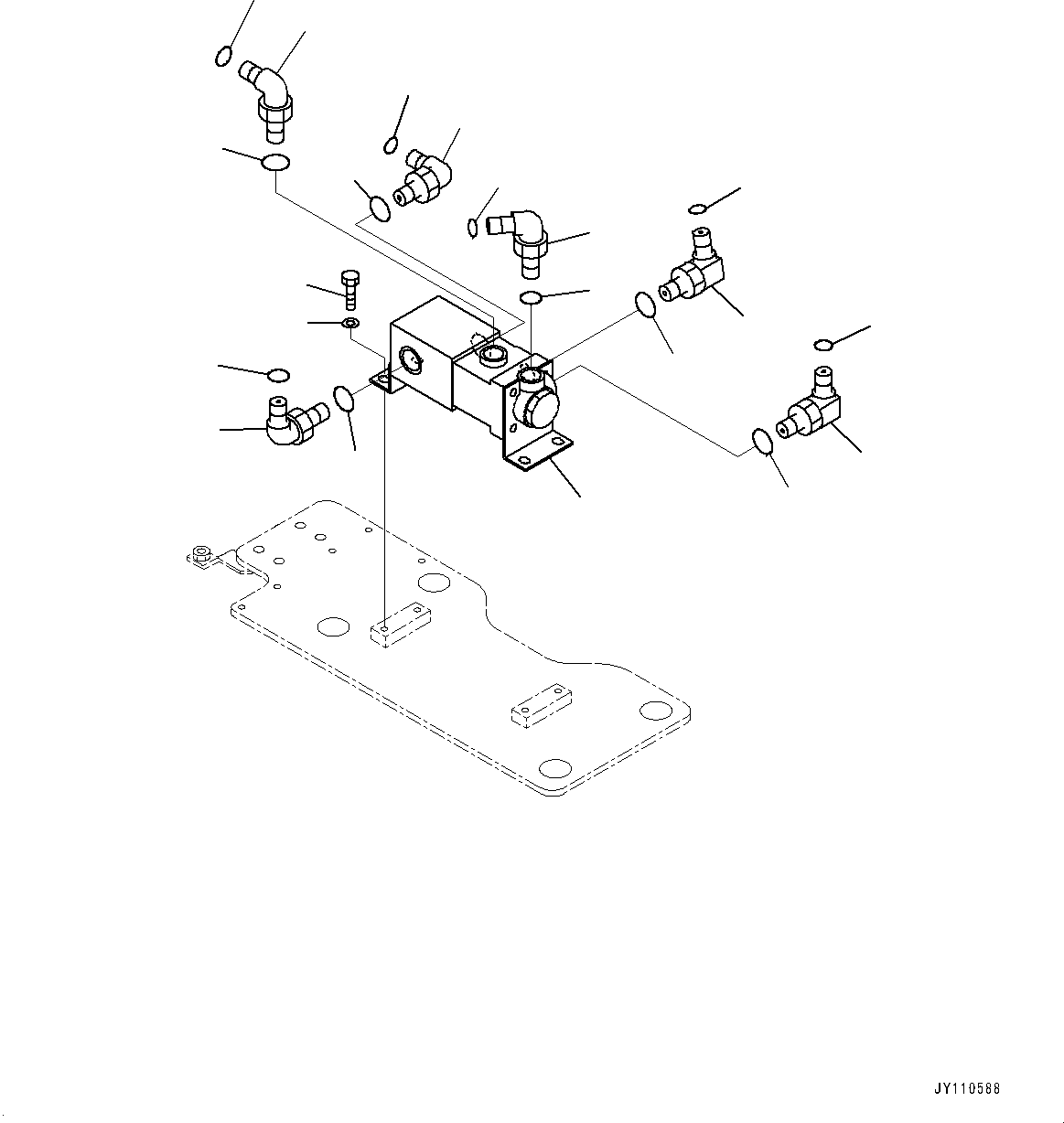 Komatsu parts book diagram for HD325-7R S/N 12001-UP: BRAKE PIPING, RELAY VALVE(#11034-)