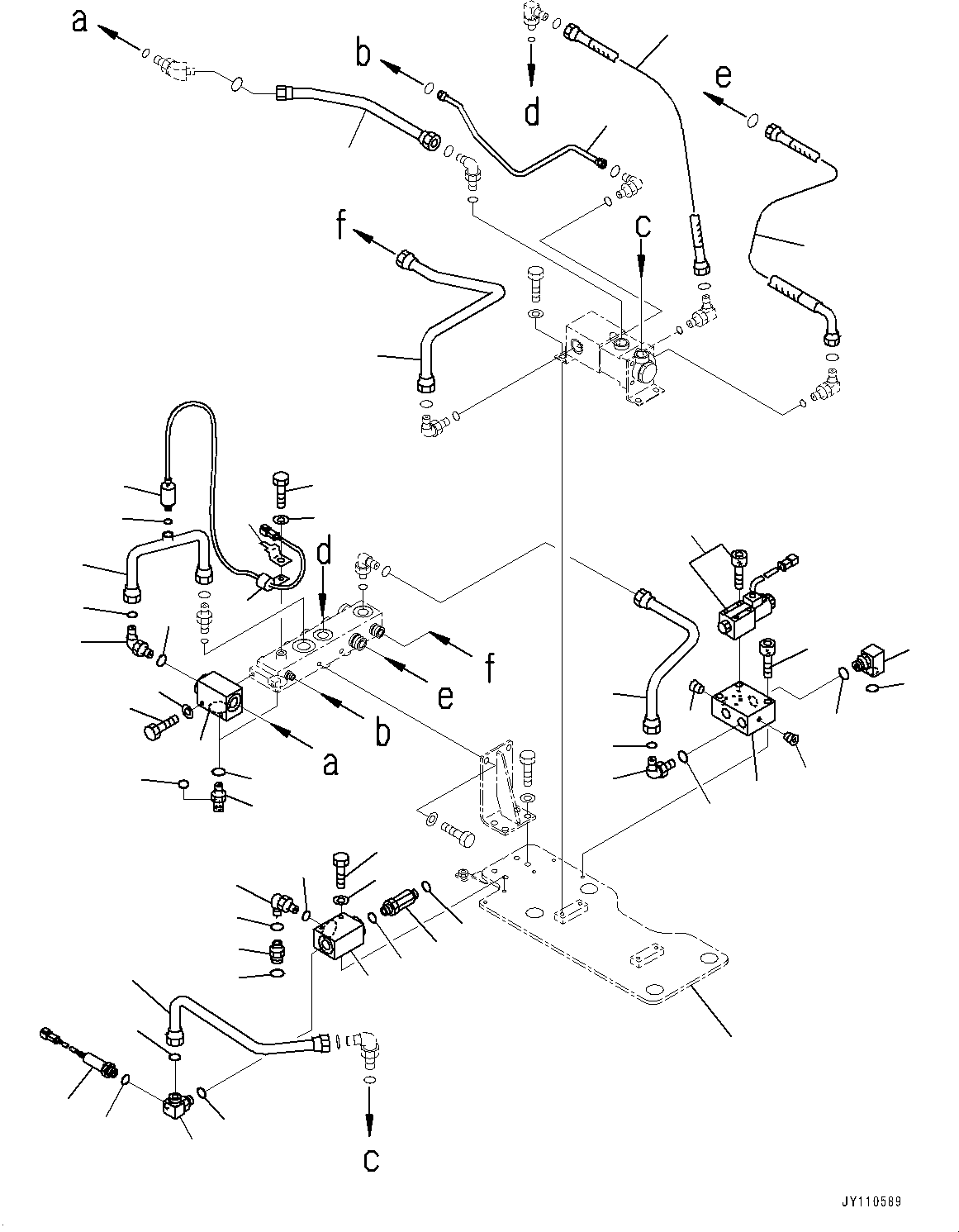 Komatsu parts book diagram for HD325-7R S/N 12001-UP: BRAKE PIPING, SHUTTLE VALVE(#11034-)