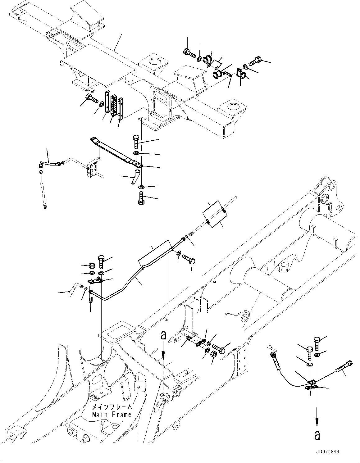 Komatsu parts book diagram for HD325-7R S/N 12001-UP: BRAKE PIPING, PIPING (2/4) (WITH AUTO SPIN REGULATOR (ASR))(#11034-)
