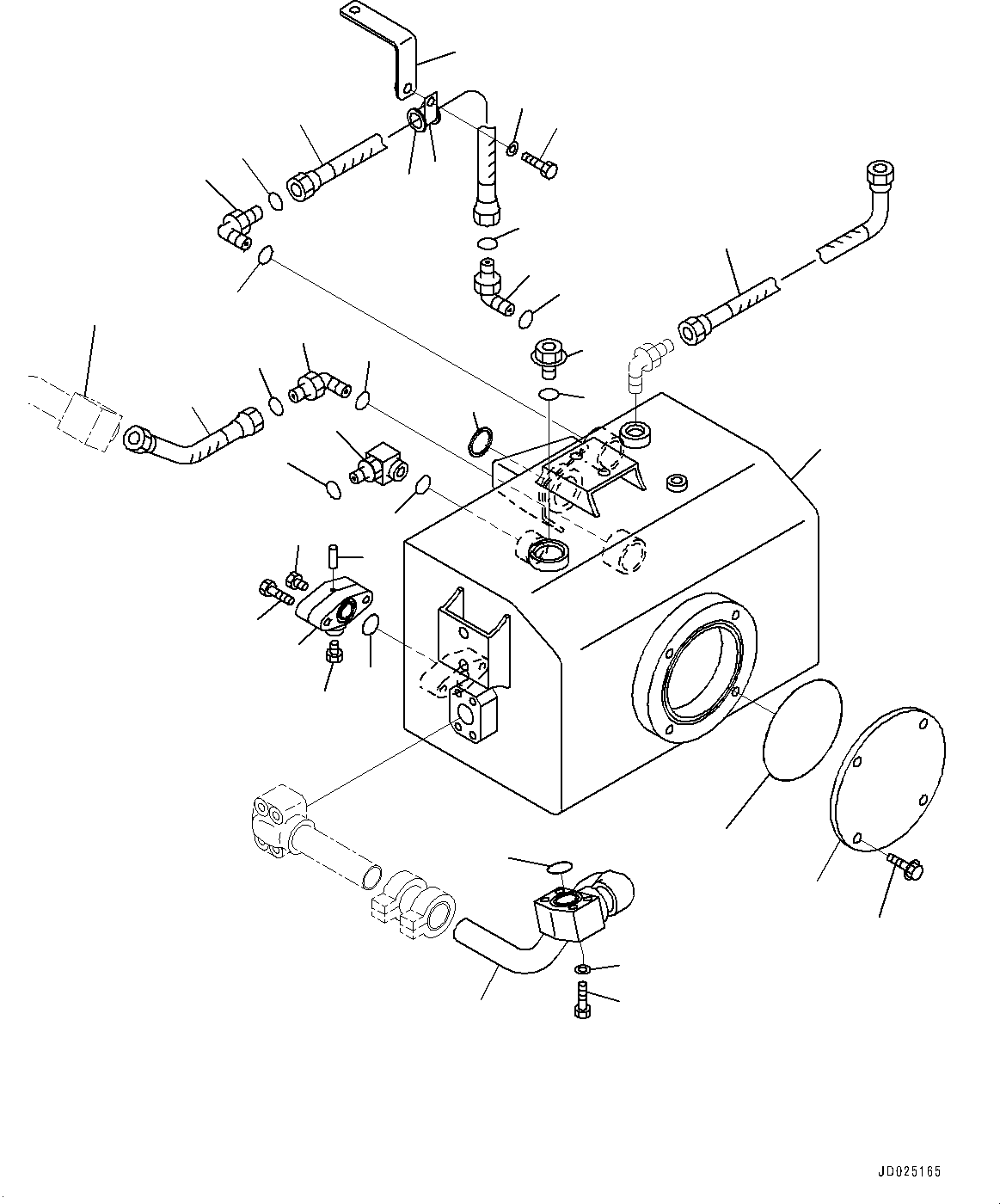 Komatsu parts book diagram for HD325-7R S/N 12001-UP: BRAKE PIPING, SUB-TANK (1/2) (WITH AUTO SPIN REGULATOR (ASR))(#11034-)