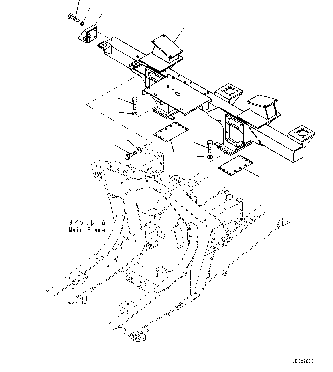 Komatsu parts book diagram for HD325-7R S/N 12001-UP: REAR SUPPORT, SUPPORT(#11034-)