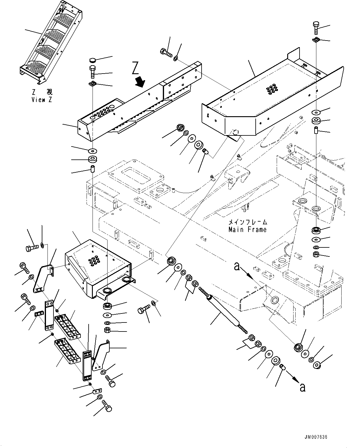 Komatsu parts book diagram for HD325-7R S/N 12001-UP: STAIRWAY, STEP AND HANDRAIL(#11034-)