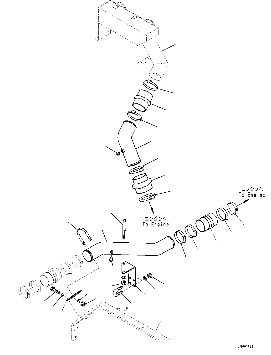 Komatsu parts book diagram for HD325-7R S/N 12001-UP: AIR INTAKE PIPING, (1/2)(#11067-)