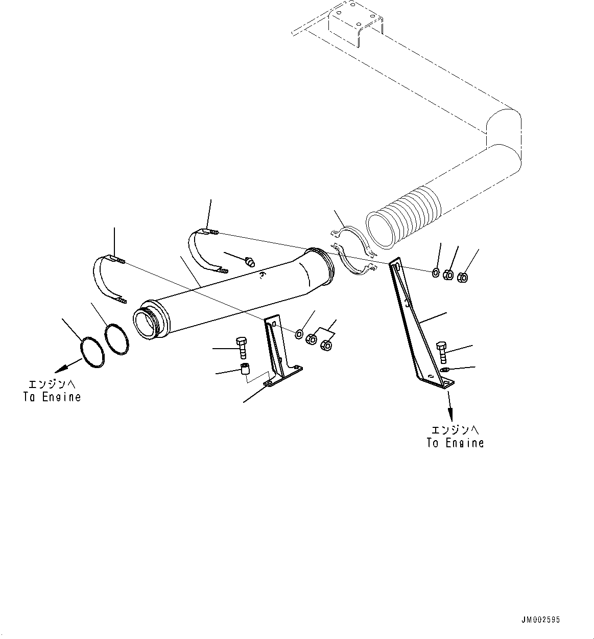 Komatsu parts book diagram for HD325-7R S/N 12001-UP: EXHAUST PIPING, (#11051-11095)
