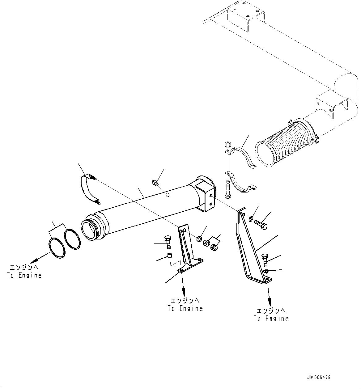 Komatsu parts book diagram for HD325-7R S/N 12001-UP: EXHAUST PIPING, (#11096-)