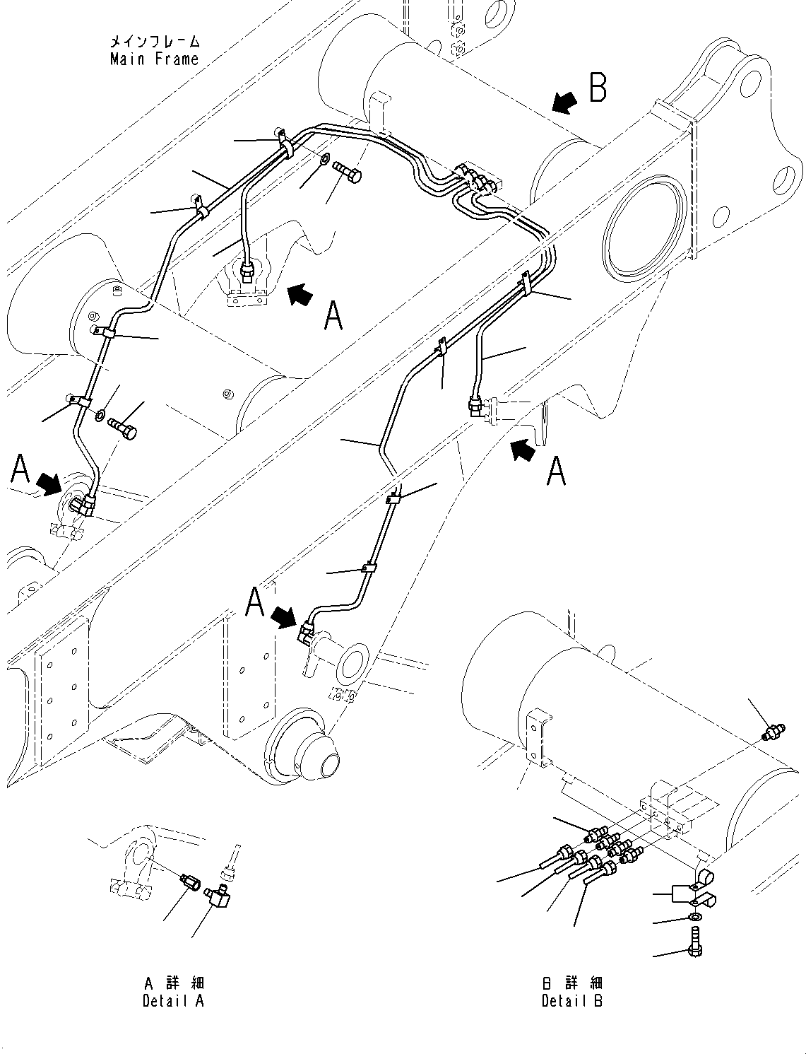 Komatsu parts book diagram for HD325-7R S/N 12001-UP: LUBRICATION PIPING, REAR AXLE PIPING(#11034-)