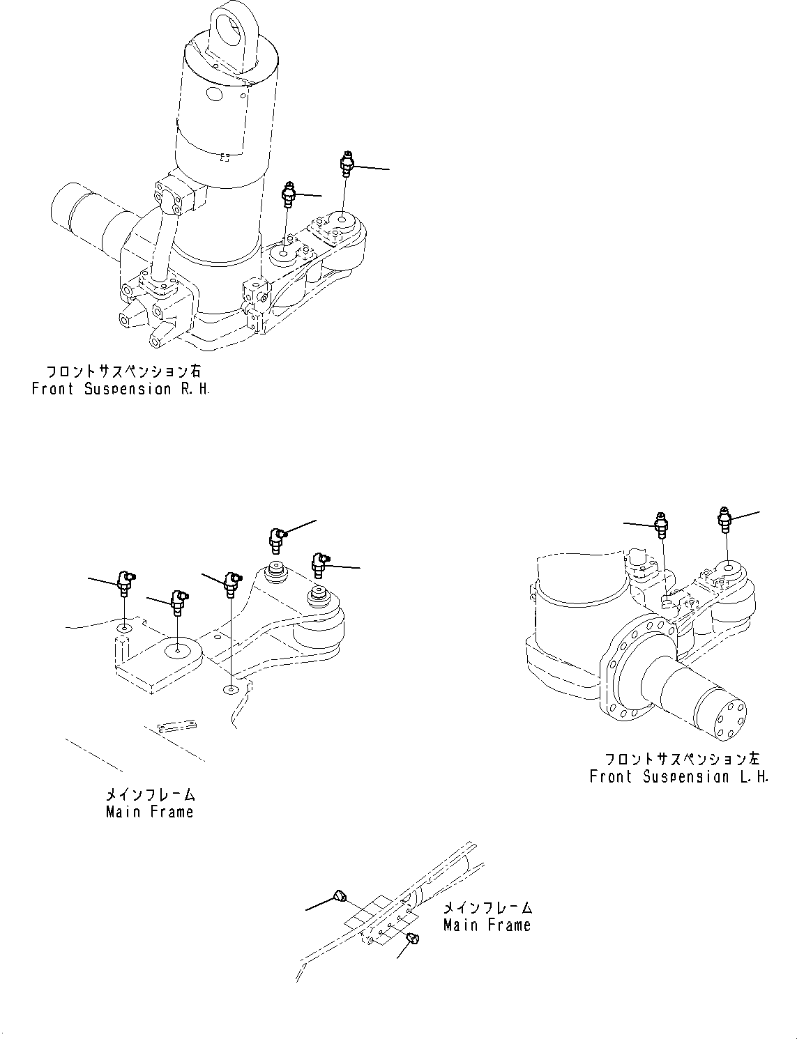 Komatsu parts book diagram for HD325-7R S/N 12001-UP: LUBRICATION PIPING, FITTING(#11034-)