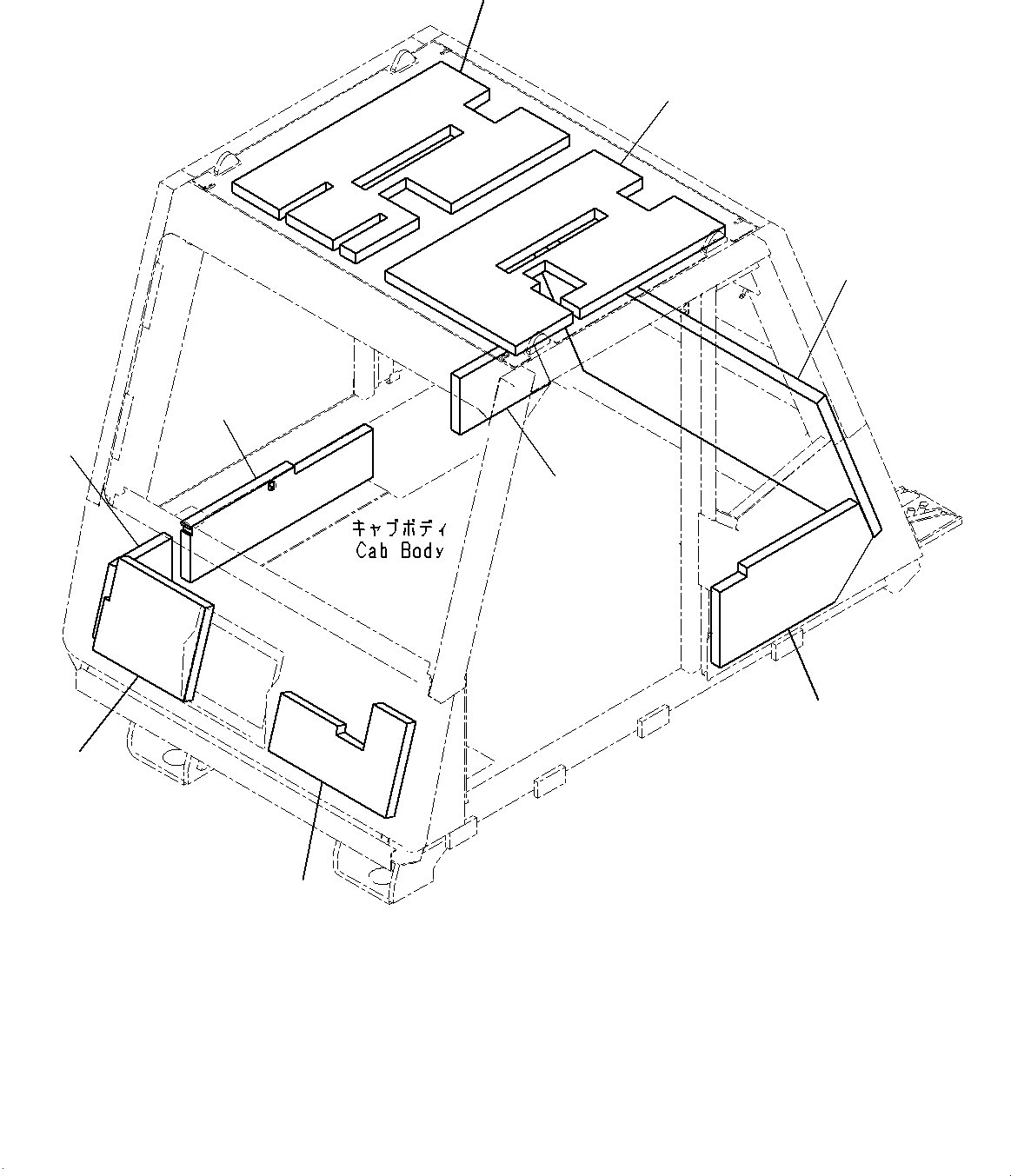 Komatsu parts book diagram for HD325-7R S/N 12001-UP: CAB, SHEET(#12001-)