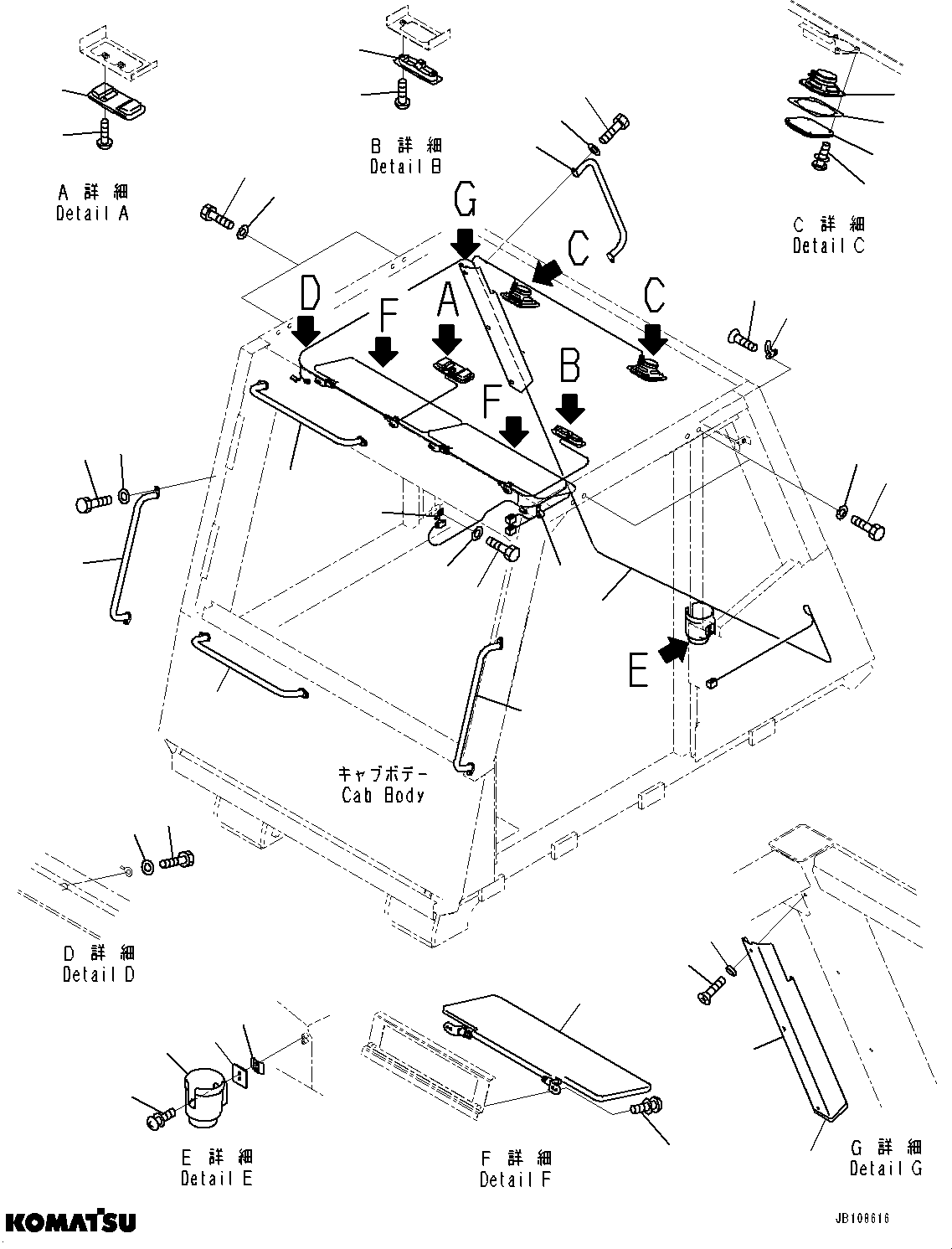 Komatsu parts book diagram for HD325-7R S/N 12001-UP: CAB, ACCESSORY(#12001-)