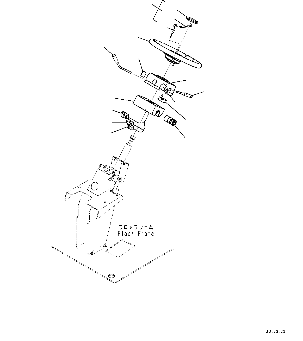 Komatsu parts book diagram for HD325-7R S/N 12001-UP: CAB, STEERING WHEEL AND COLUMN(#12001-)