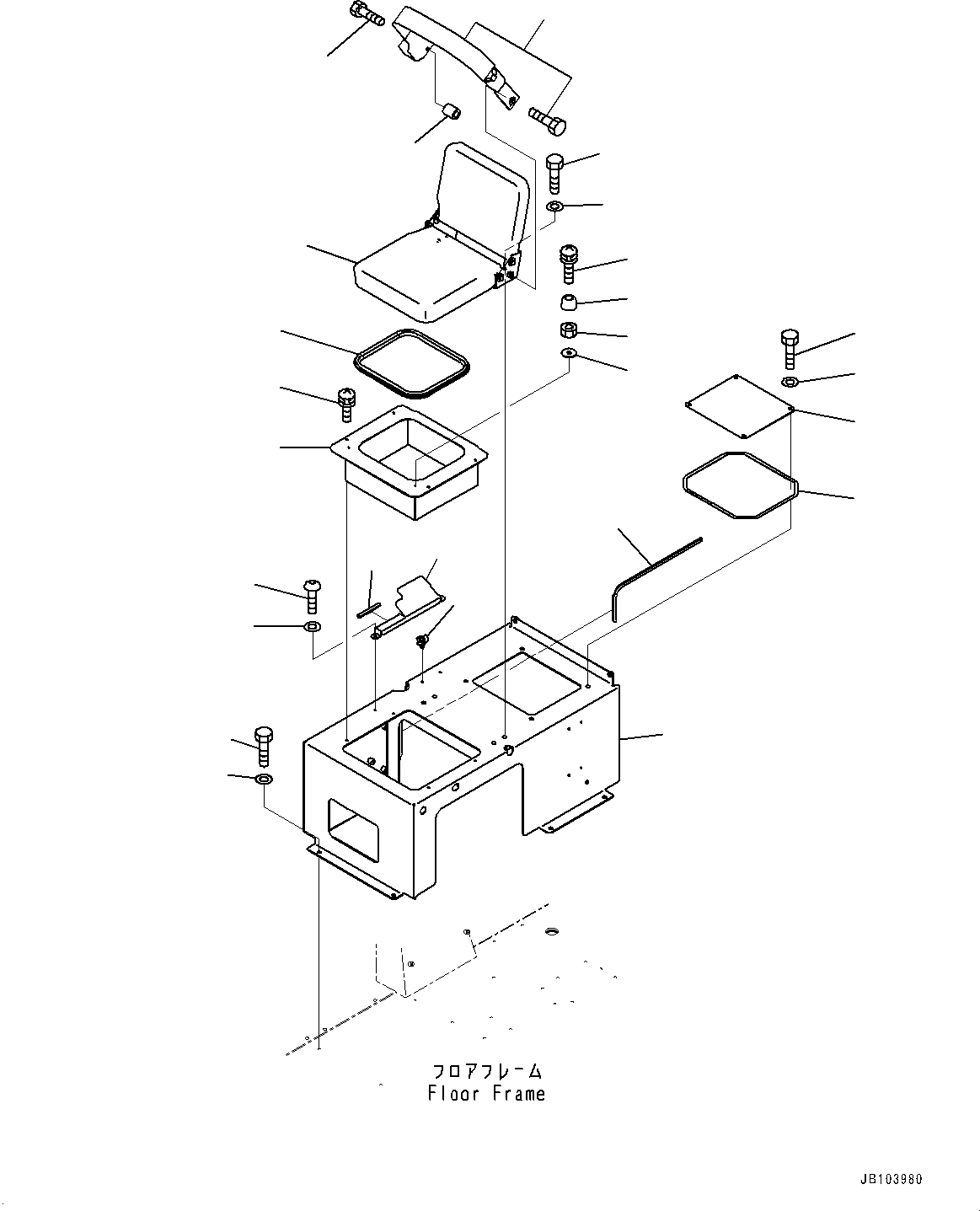 Komatsu parts book diagram for HD325-7R S/N 12001-UP: CAB, AUXILIARY SEAT(#12001-)