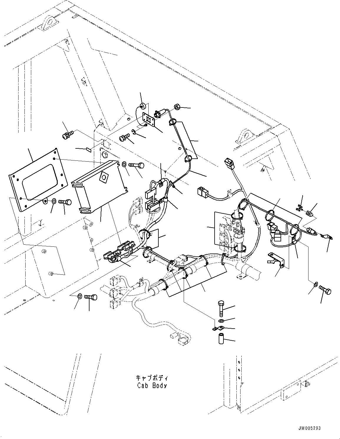 Komatsu parts book diagram for HD325-7R S/N 12001-UP: CAB, CAB IN PARTS, WIRING HARNESS(#12001-)