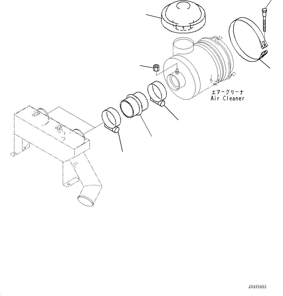 Komatsu parts book diagram for HD325-7R S/N 12001-UP: PLATFORM GROUP, AIR CLEANER RELATED PARTS(#11034-)