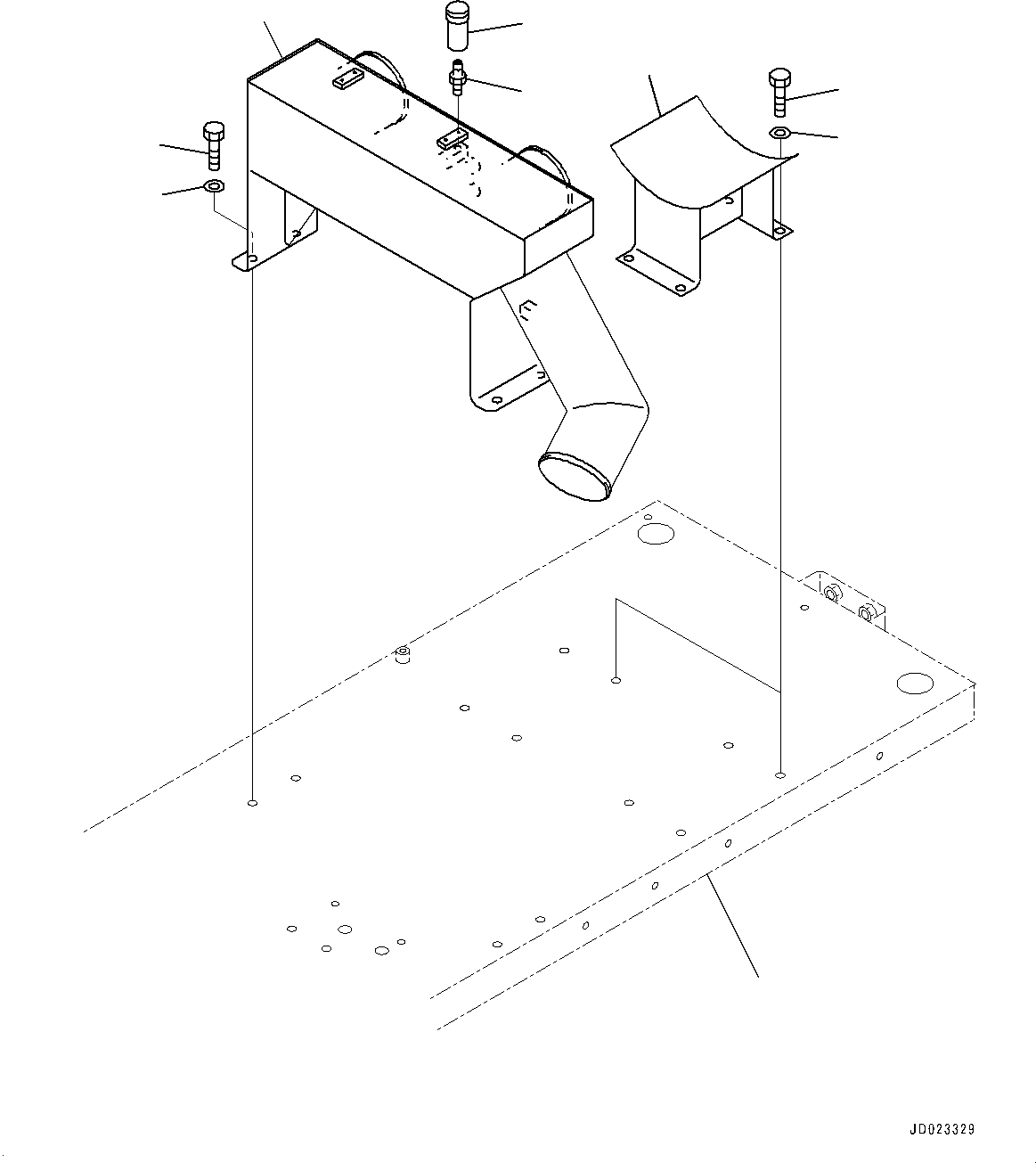 Komatsu parts book diagram for HD325-7R S/N 12001-UP: PLATFORM GROUP, AIR INTAKE PIPING(#11034-)