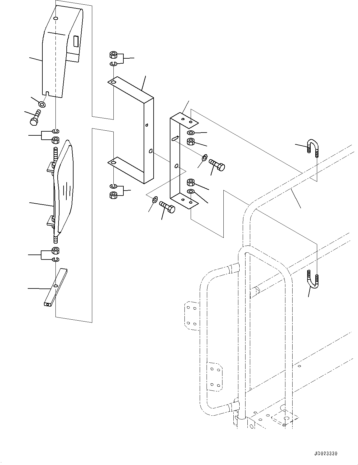 Komatsu parts book diagram for HD325-7R S/N 12001-UP: PLATFORM GROUP, SIDE MIRROR(#11034-11140)