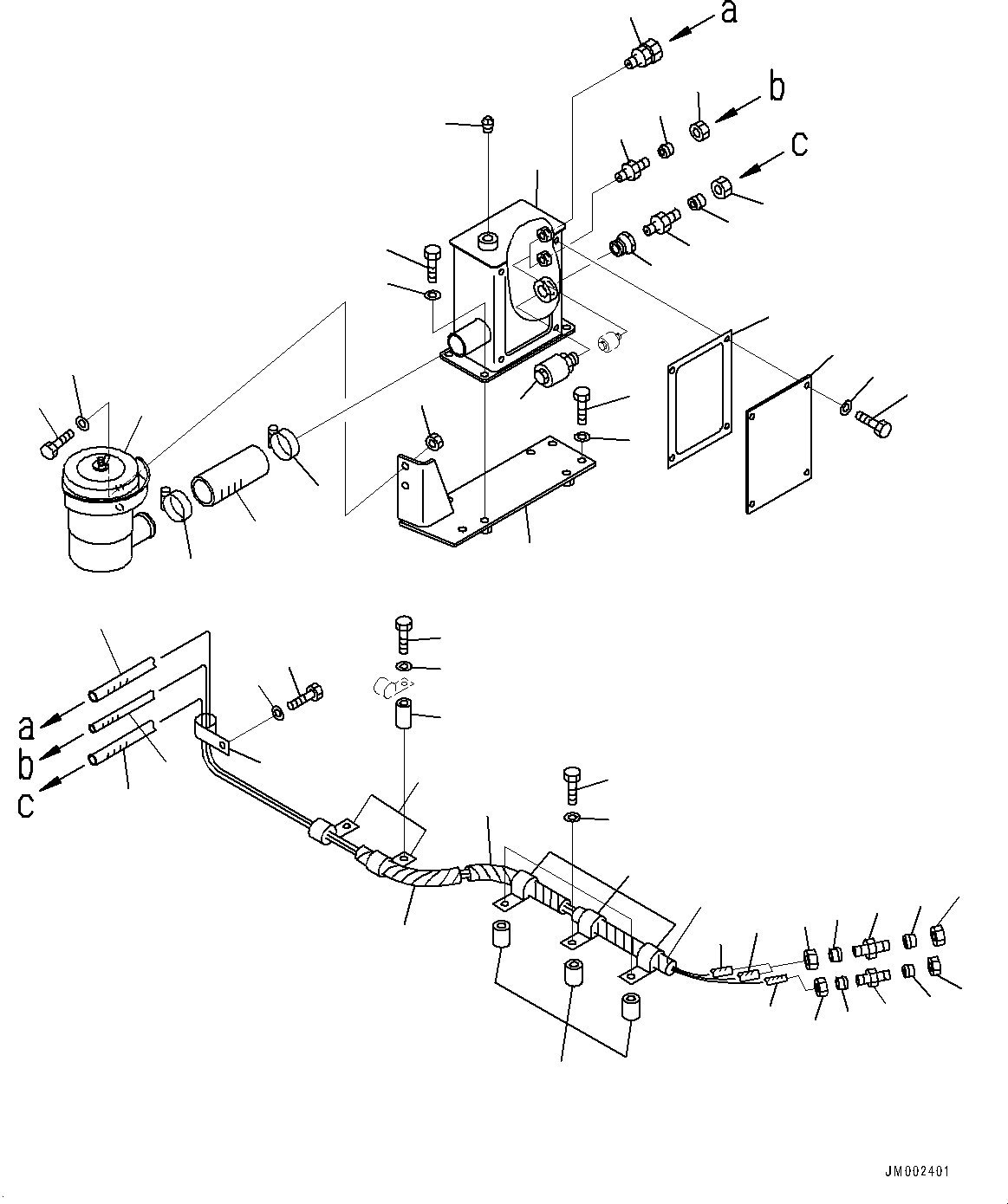 Komatsu parts book diagram for HD325-7R S/N 12001-UP: PLATFORM GROUP, AIR CLEANER RELATED PARTS (2/2)(#12001-)