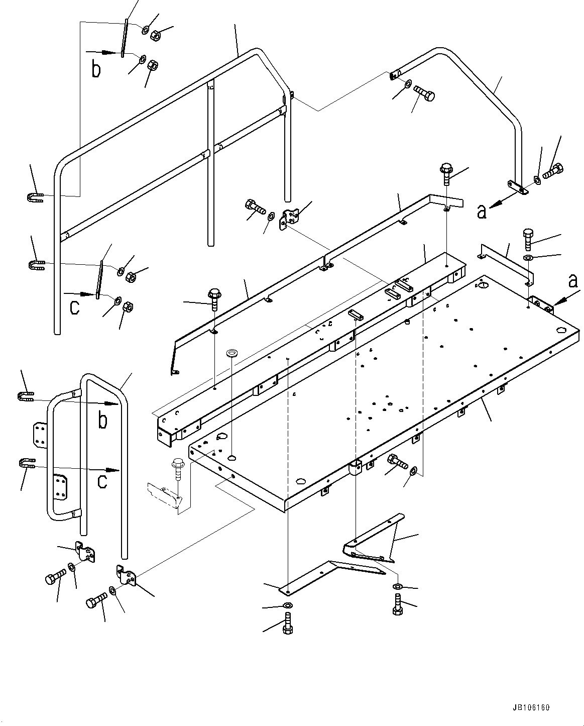 Komatsu parts book diagram for HD325-7R S/N 12001-UP: PLATFORM GROUP, PLATFORM (WITH BATTERY DISCONNECT SWITCH, ENGINE SIDE COVER, FOR HOT AND SANDY AREA SPECIFICATION)(#12001-)