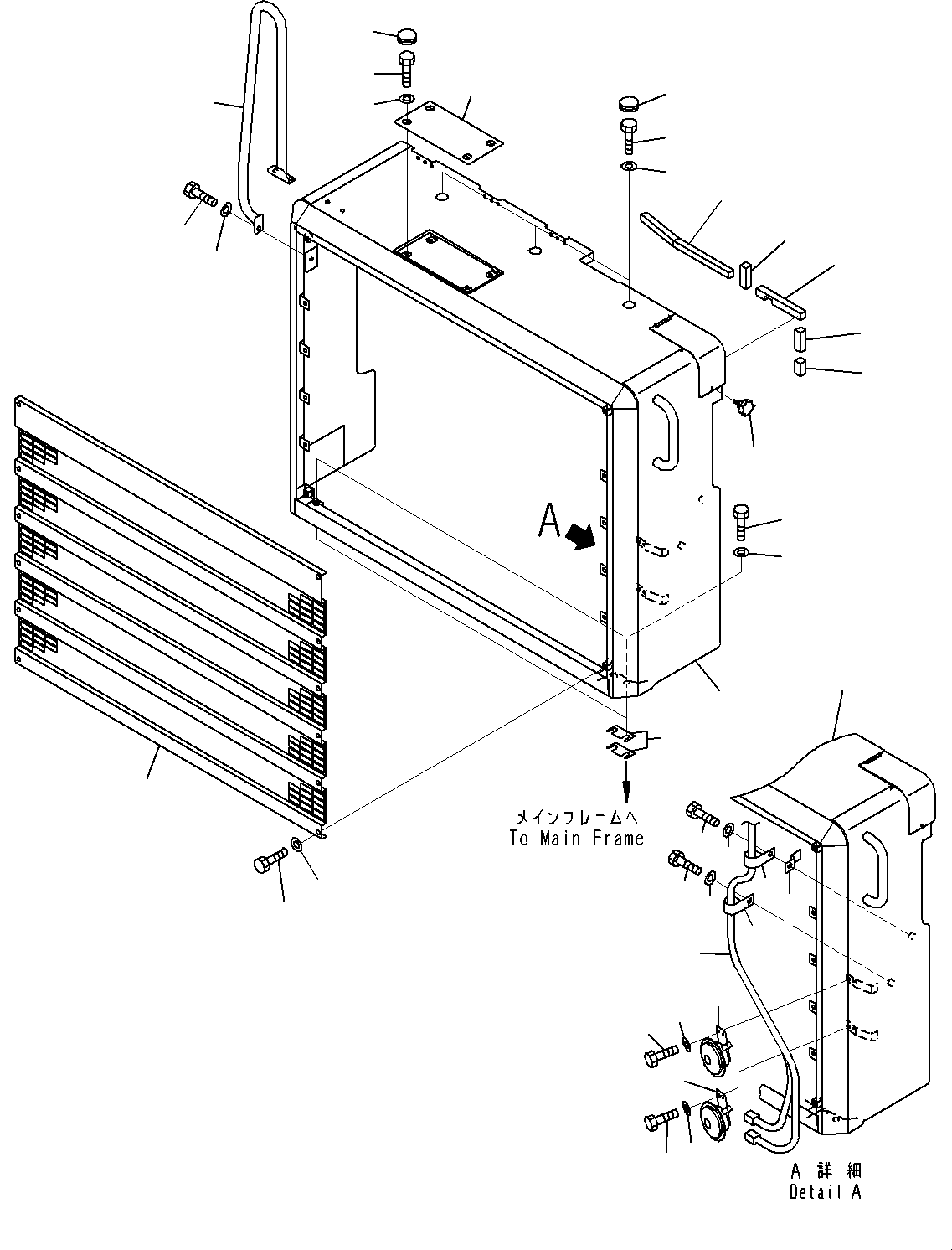 Komatsu parts book diagram for HD325-7R S/N 12001-UP: RADIATOR GUARD, (#11034-)