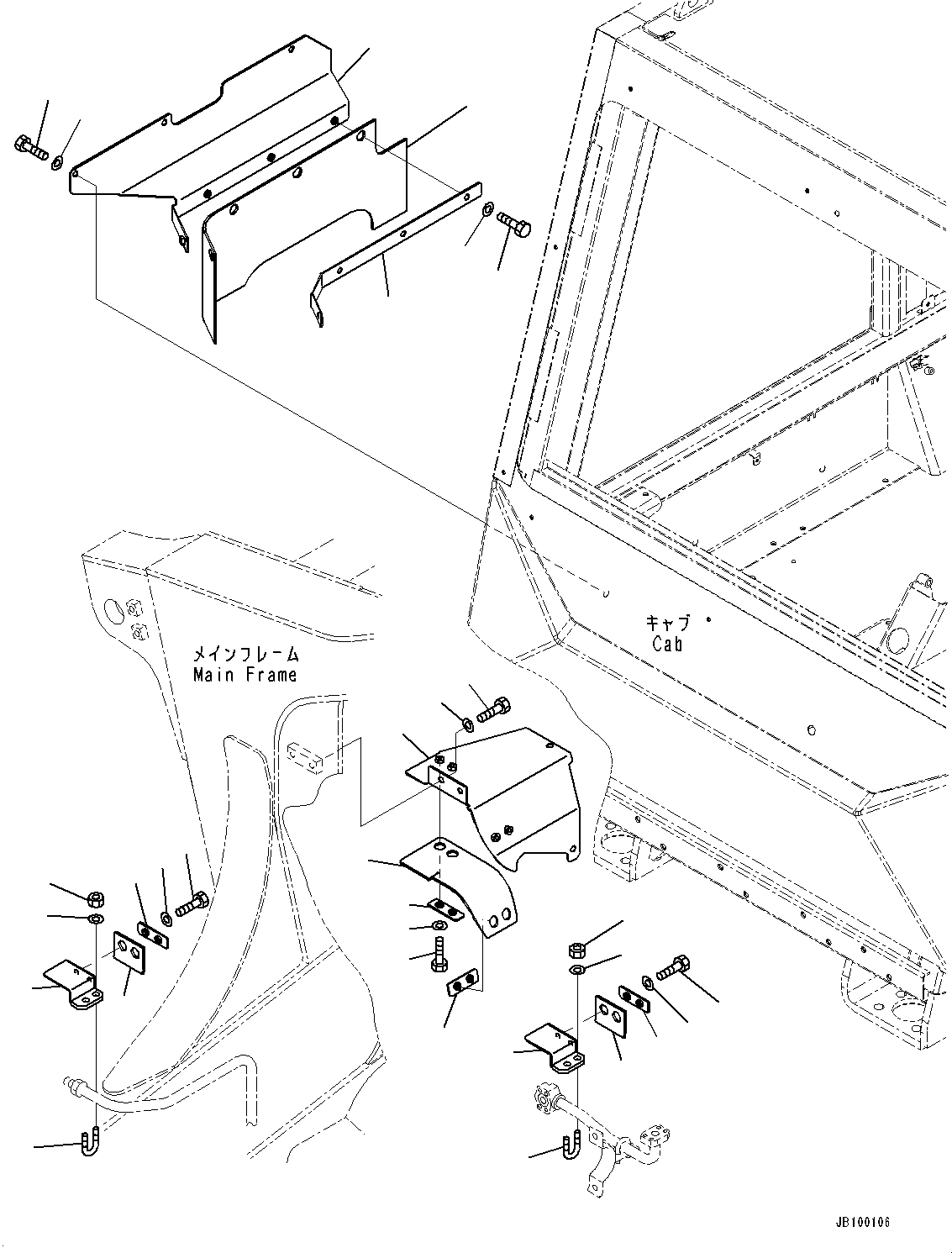 Komatsu parts book diagram for HD325-7R S/N 12001-UP: FIRE PROTECTION, STEERING PIPING COVER(#11186-)
