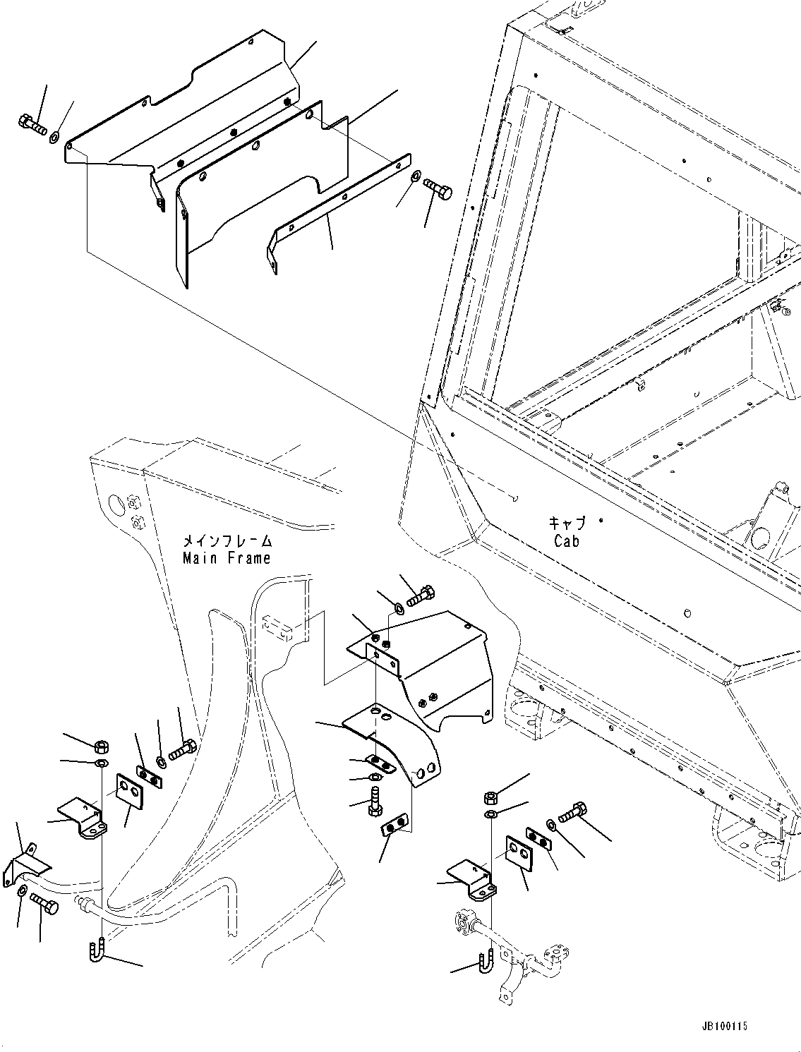 Komatsu parts book diagram for HD325-7R S/N 12001-UP: FIRE PROTECTION, STEERING PIPING COVER (WITH AUTO SPIN REGULATOR (ASR))(#11186-)