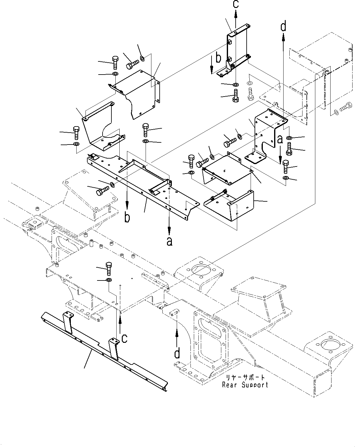 Komatsu parts book diagram for HD325-7R S/N 12001-UP: FIRE PROTECTION, EXHAUST COVER (1/2) (WITH MUFFLER)(#11034-11197)