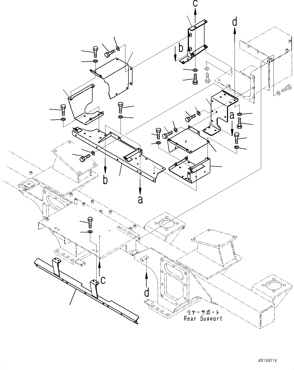 Komatsu parts book diagram for HD325-7R S/N 12001-UP: FIRE PROTECTION, EXHAUST COVER (1/2) (WITH MUFFLER)(#11198-)