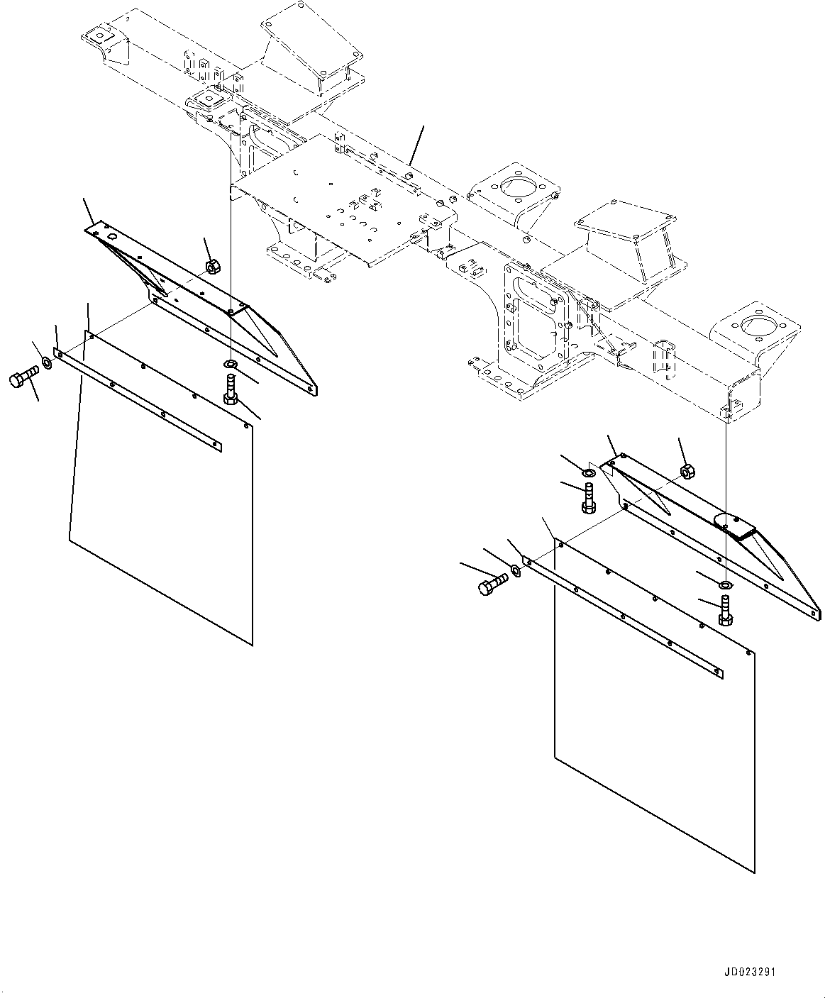 Komatsu parts book diagram for HD325-7R S/N 12001-UP: FENDER, (WITH BODY HEATING)(#11034-)