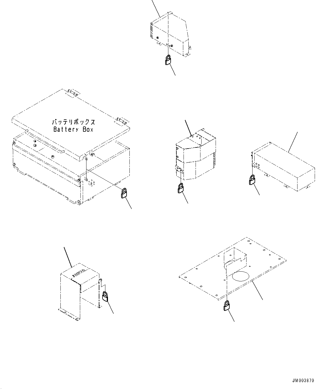 Komatsu parts book diagram for HD325-7R S/N 12001-UP: CAP LOCK, (WITH ENGINE SIDE COVER)(#11068-)