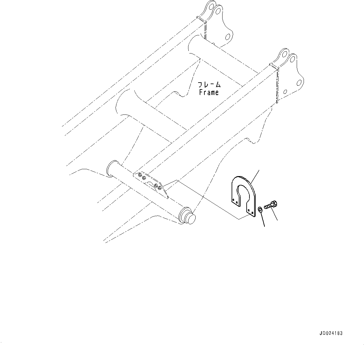 Komatsu parts book diagram for HD325-7R S/N 12001-UP: REAR DRIVE SHAFT GUARD, (#11034-)
