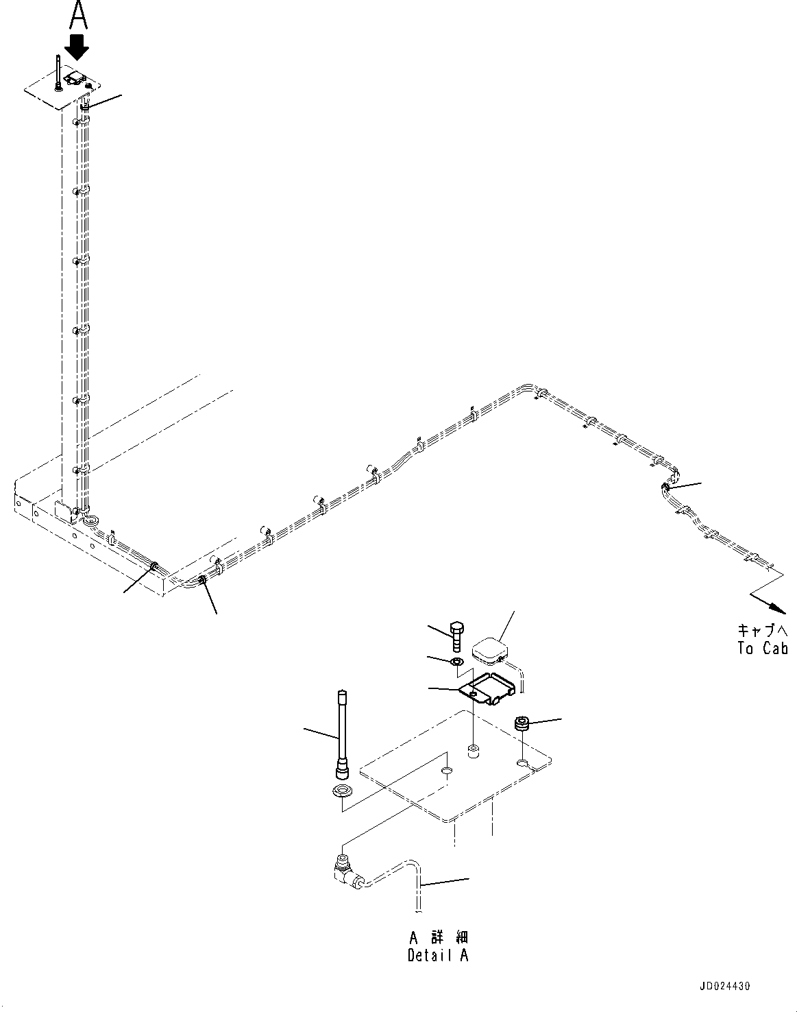 Komatsu parts book diagram for HD325-7R S/N 12001-UP: KOMTRAX ANTENNA, (1/2)(#11034-)