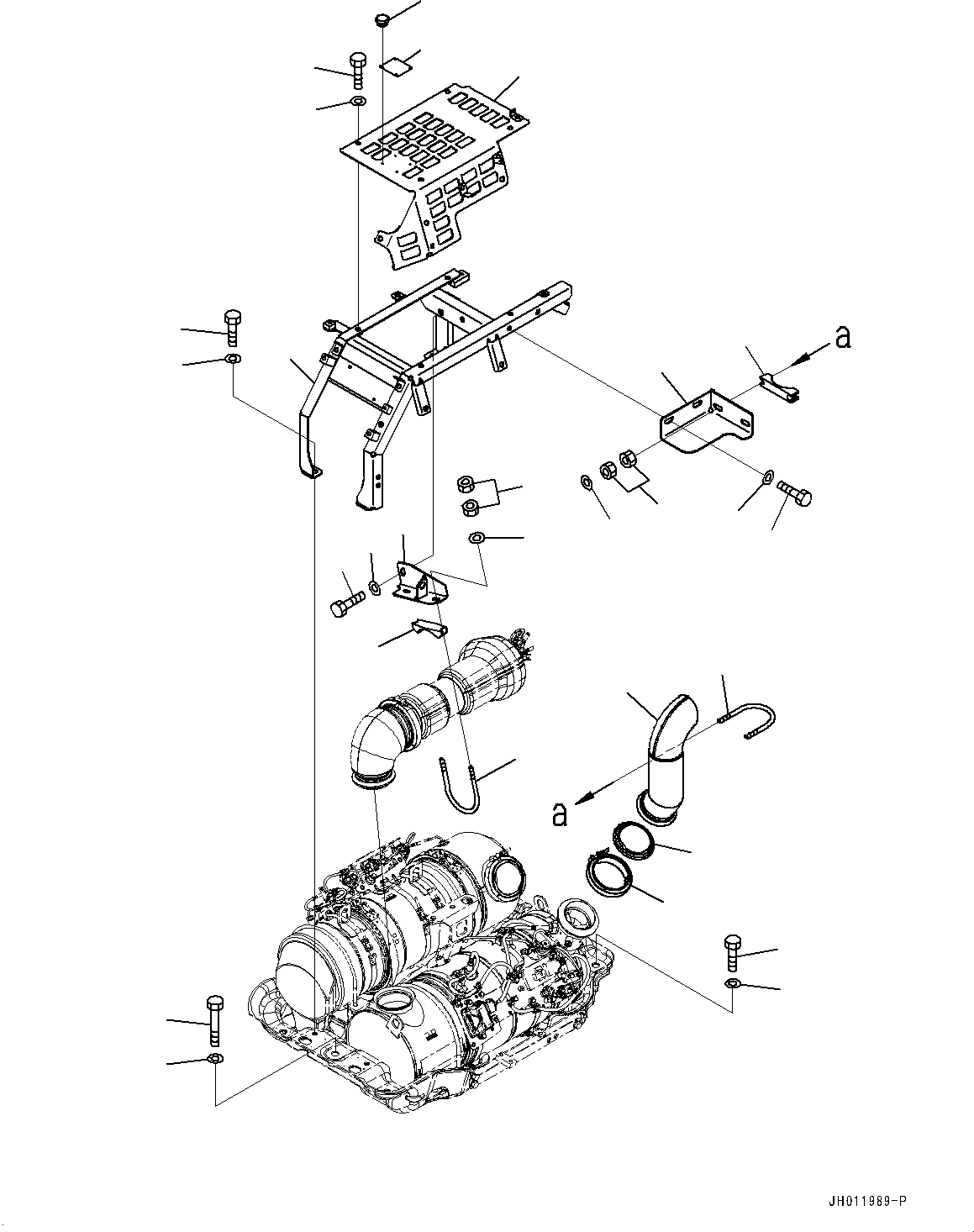 Komatsu parts book diagram for PC210LCI-11E0 S/N 600001-UP: EXHAUST PIPE, COVER(#500470-)