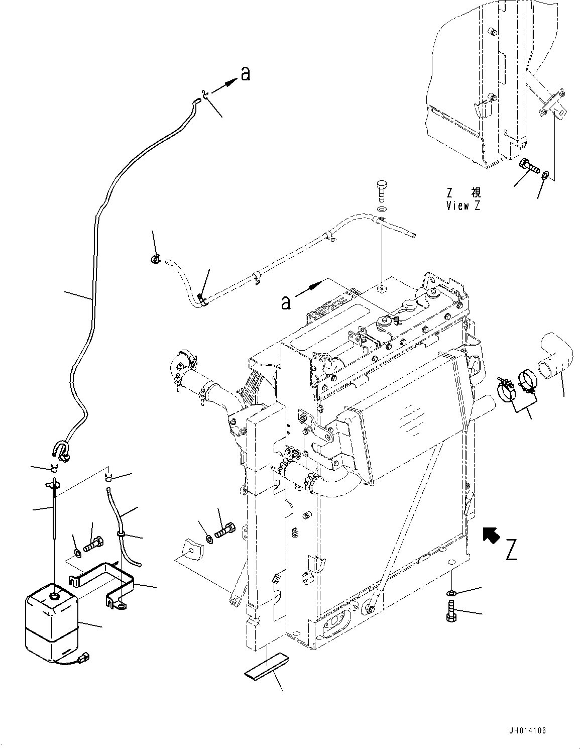 Komatsu parts book diagram for PC210LCI-11E0 S/N 600001-UP: COOLING SYSTEM, RESERVOIR TANK(#508570-)