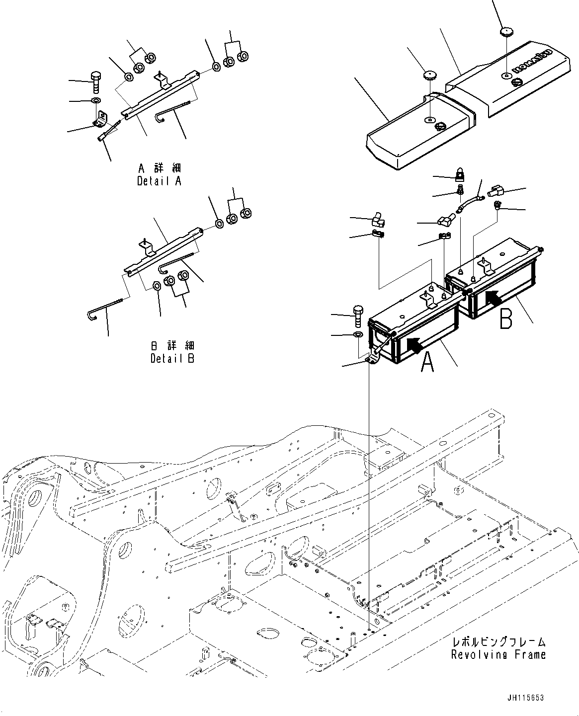 Komatsu parts book diagram for PC210LCI-11E0 S/N 600001-UP: BATTERY, (#500470-)