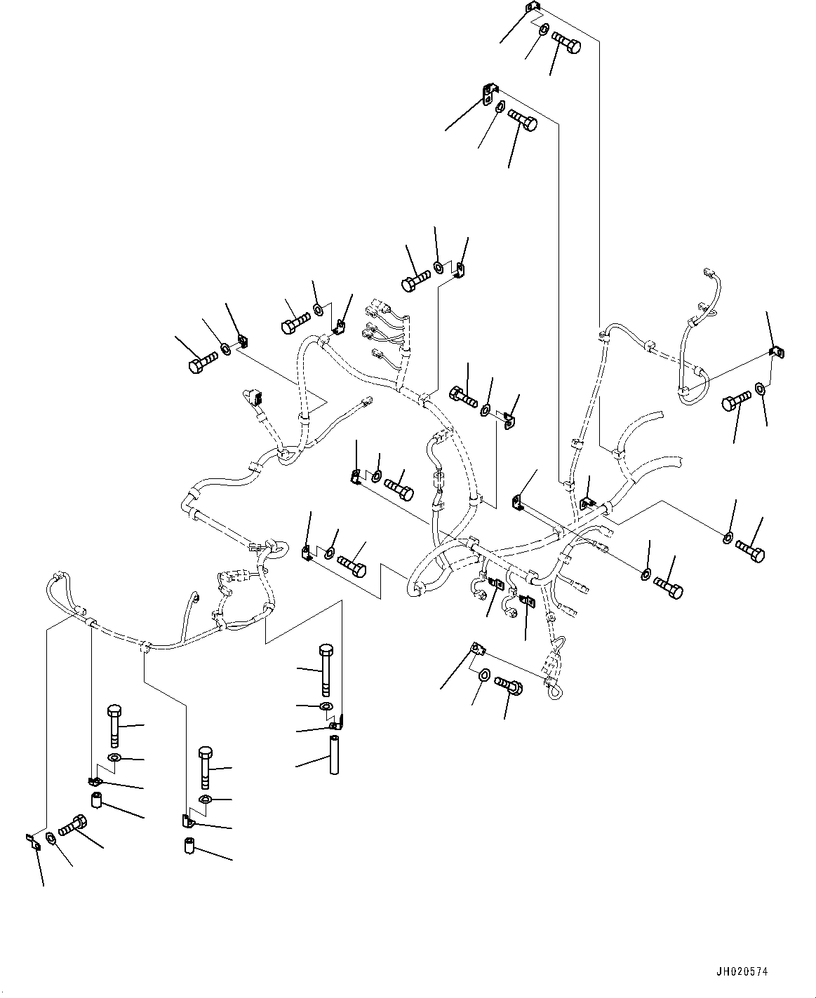 Komatsu parts book diagram for PC210LCI-11E0 S/N 600001-UP: ELECTRIC WIRING HARNESS, MAIN WIRING HARNESS CLAMP (3/6)(#500470-)