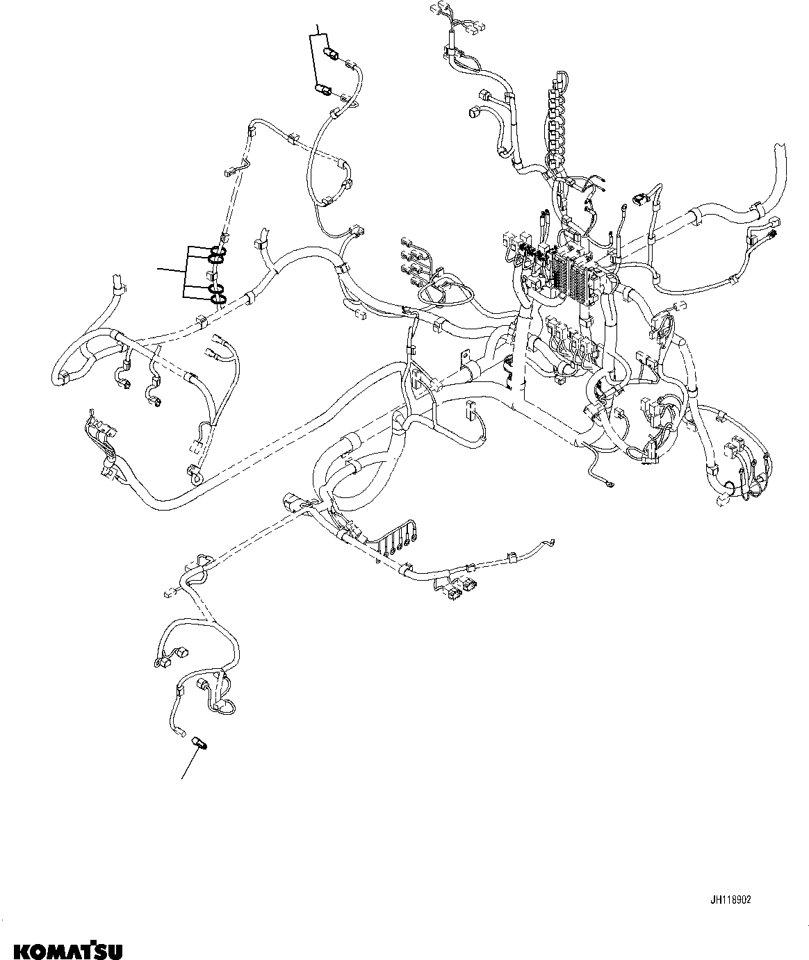 Komatsu parts book diagram for PC210LCI-11E0 S/N 600001-UP: ELECTRIC WIRING HARNESS, CONNECTOR(#500470-)