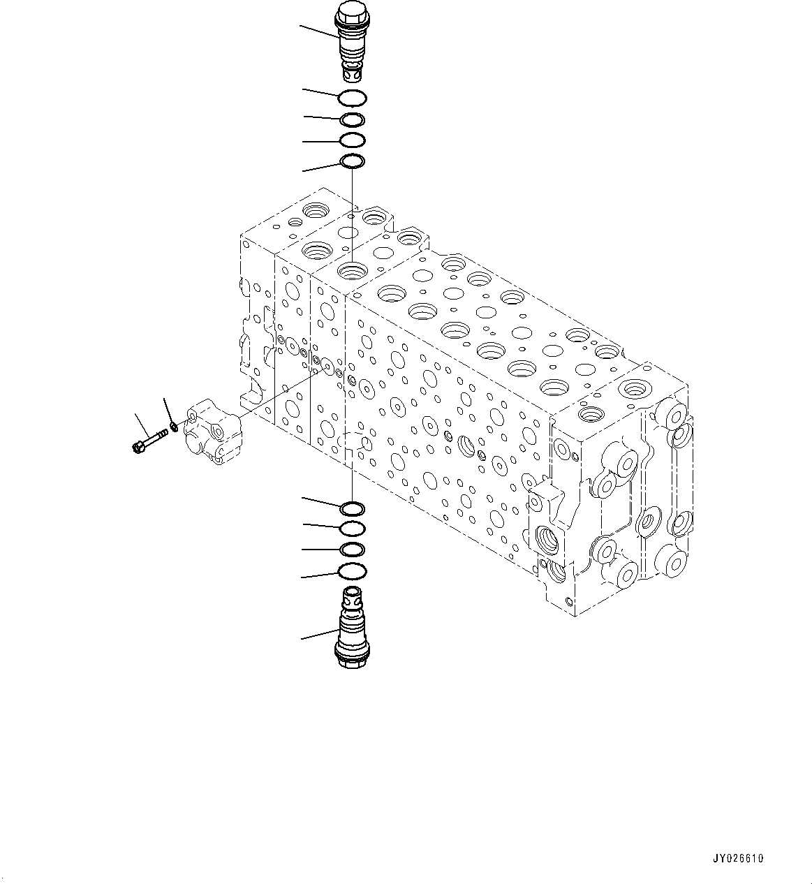 Komatsu parts book diagram for PC210LCI-11E0 S/N 600001-UP: CONTROL VALVE, 8-SPOOL (18/22)(#500470-)