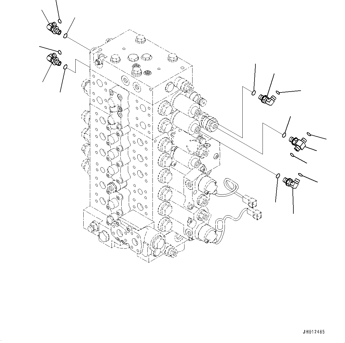 Komatsu parts book diagram for PC210LCI-11E0 S/N 600001-UP: CONTROL VALVE, CONNECTING PARTS (3/3)(#500470-)