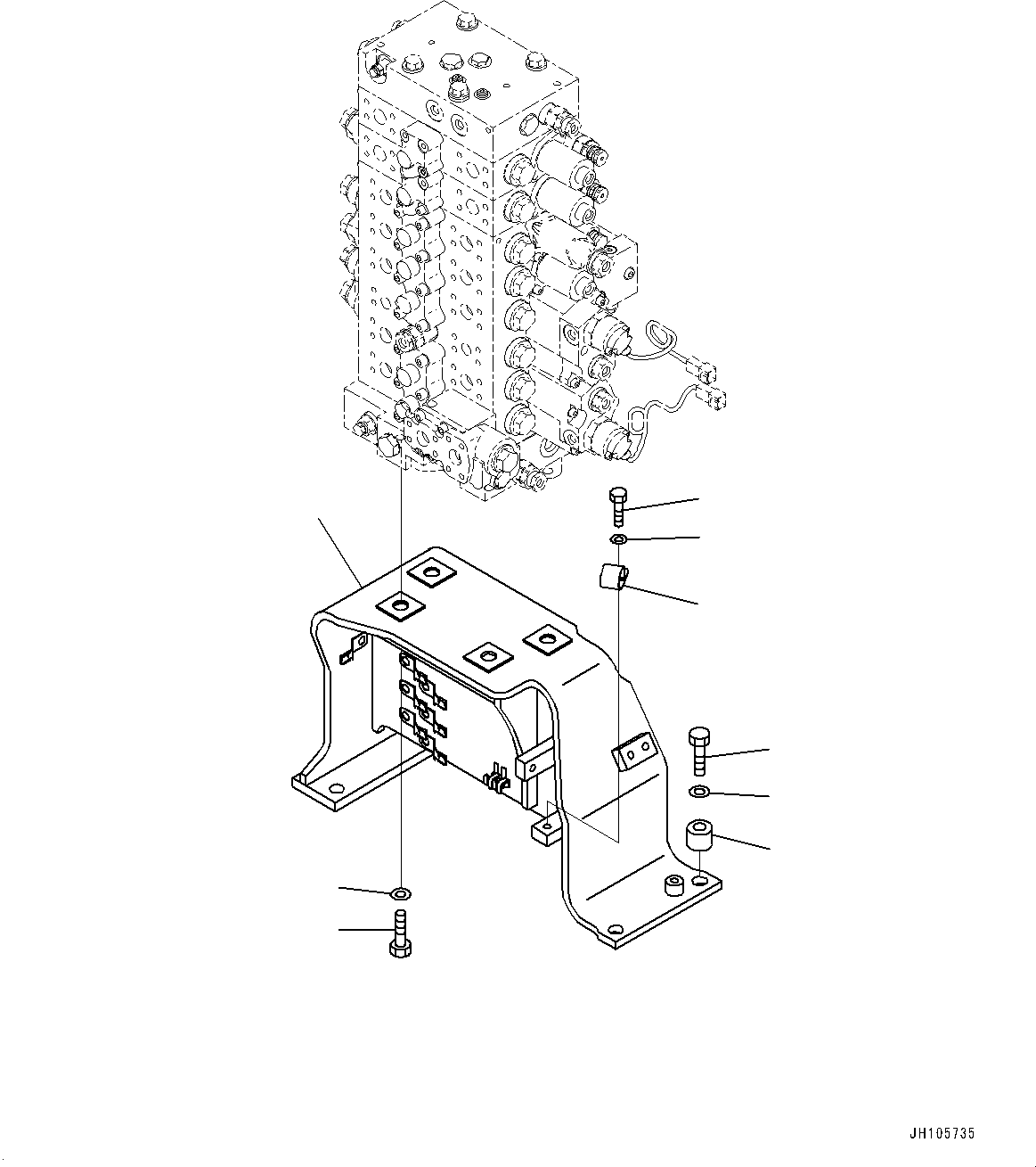 Komatsu parts book diagram for PC210LCI-11E0 S/N 600001-UP: CONTROL VALVE, VALVE BRACKET AND SENSOR(#500470-)