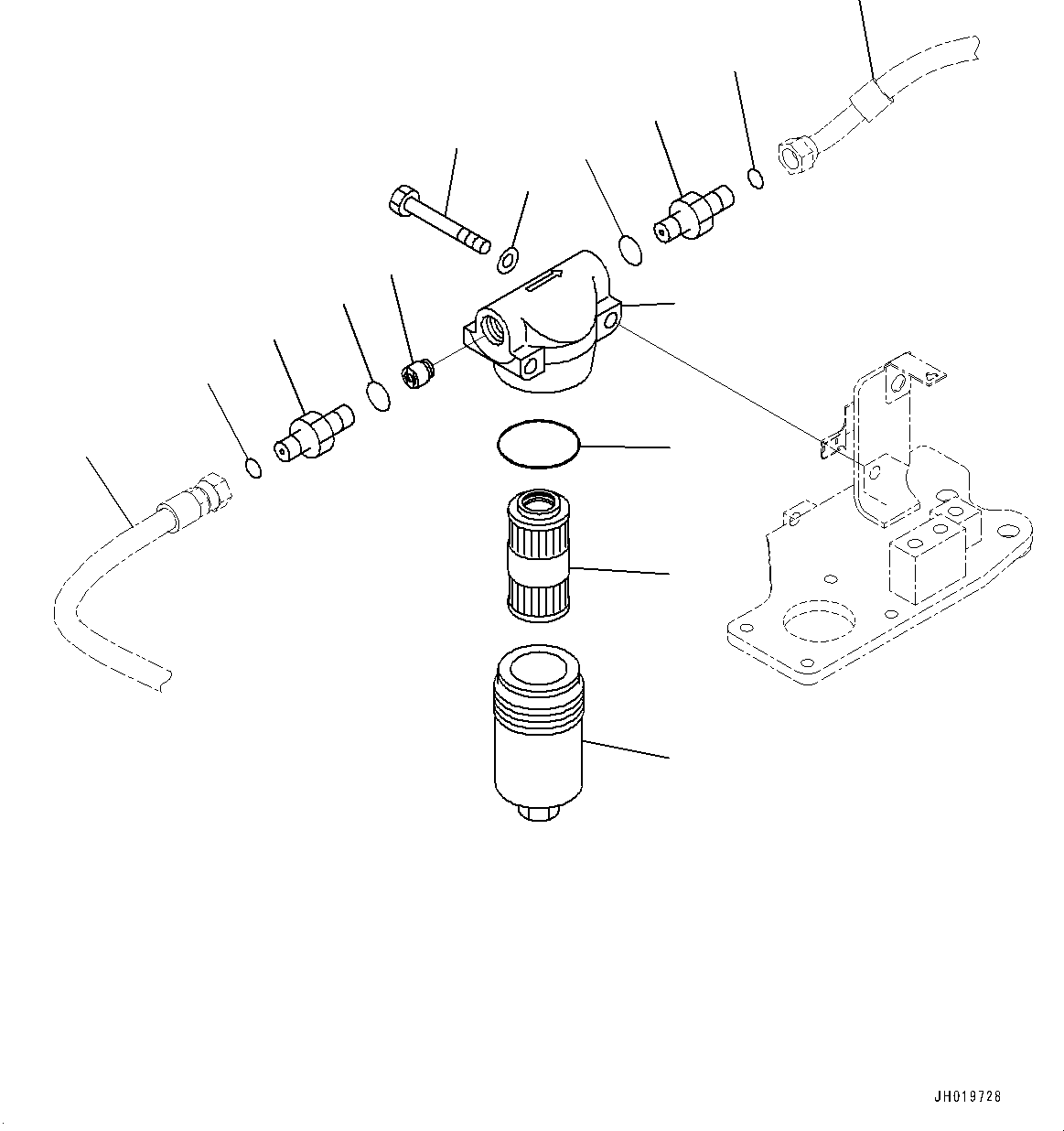 Komatsu parts book diagram for PC210LCI-11E0 S/N 600001-UP: ATTACHMENT PIPING, PILOT FILTER(#500470-)