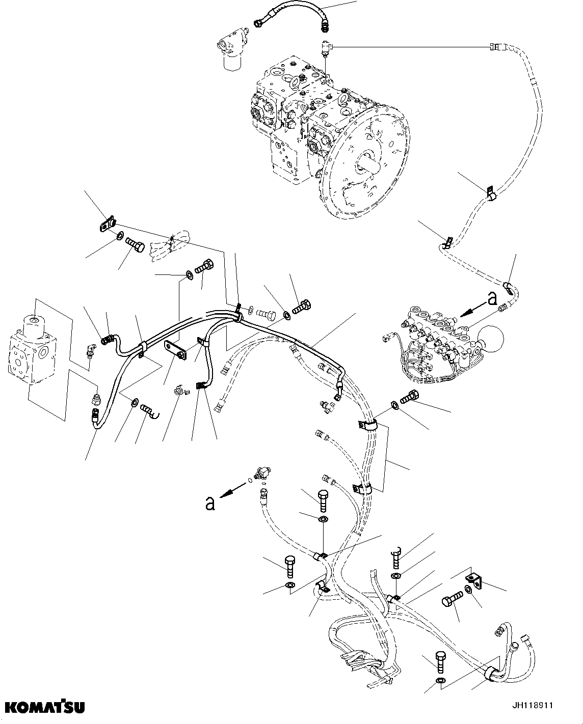 Komatsu parts book diagram for PC210LCI-11E0 S/N 600001-UP: SOLENOID VALVE, PIPING (2/2)(#500470-)