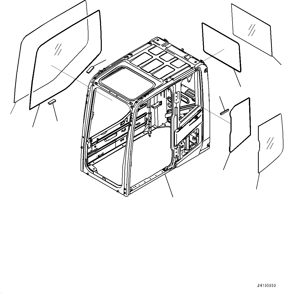 Komatsu parts book diagram for PC210LCI-11E0 S/N 600001-UP: CAB, CAB BODY AND WINDOW(#600001-)