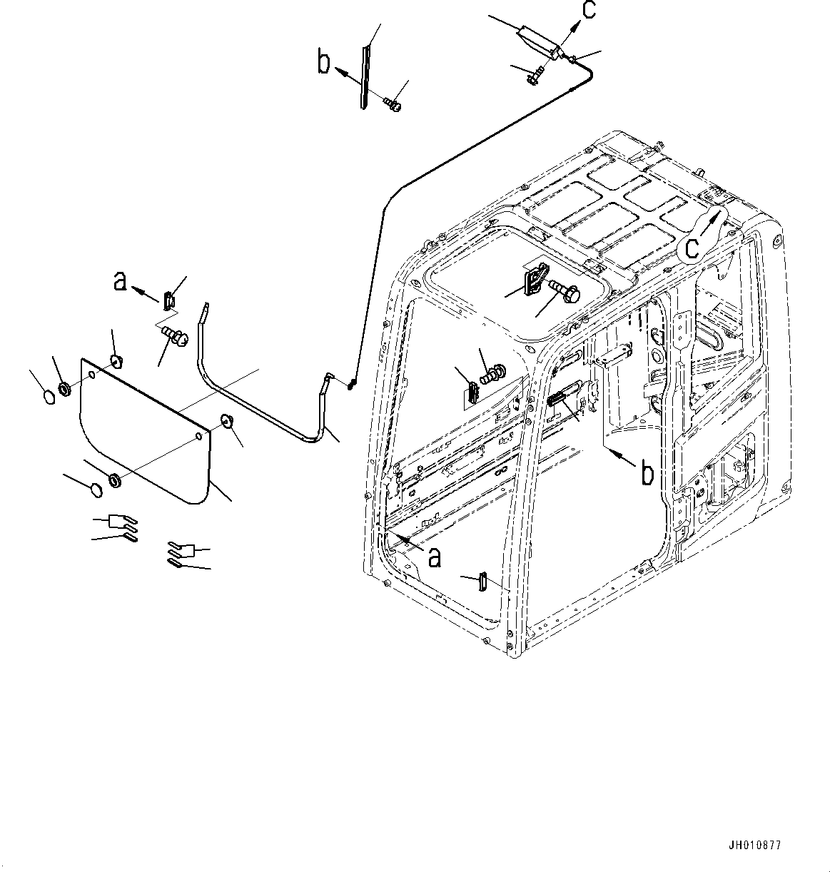 Komatsu parts book diagram for PC210LCI-11E0 S/N 600001-UP: CAB, FRONT LOWER WINDOW(#600001-)