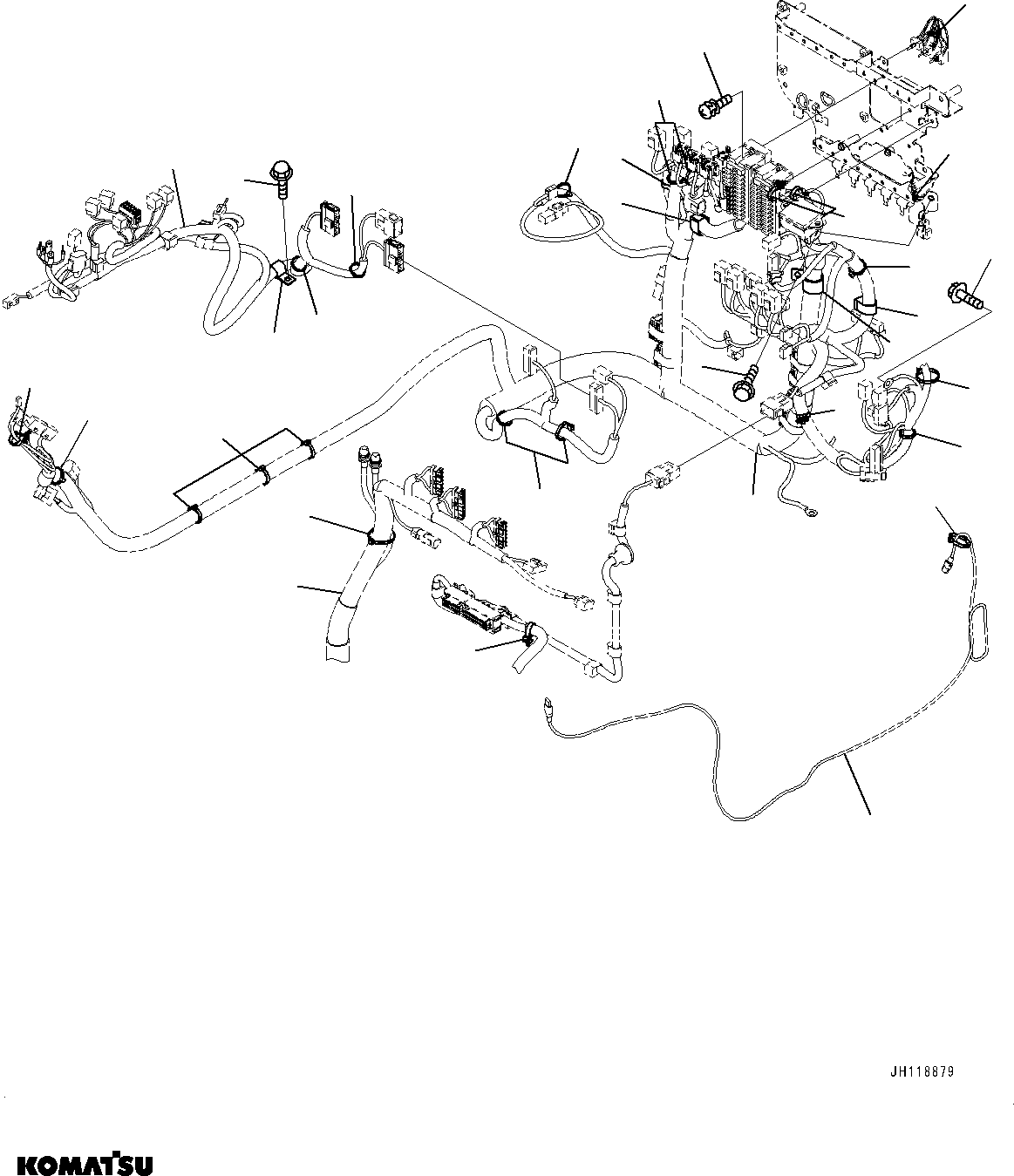 Komatsu parts book diagram for PC210LCI-11E0 S/N 600001-UP: CAB, CAB IN PARTS, MAIN WIRING HARNESS CLAMP(#600001-)